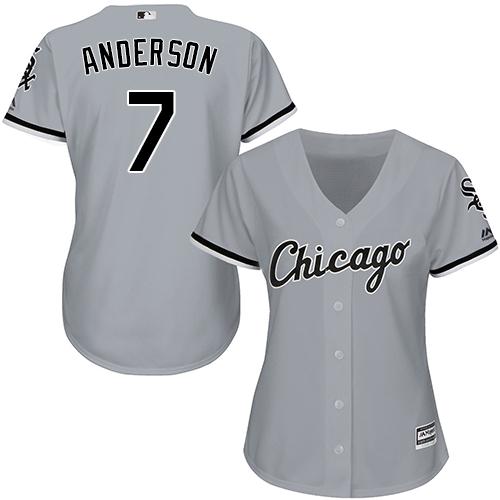 White Sox #7 Tim Anderson Grey Road Women's Stitched MLB Jersey - Click Image to Close